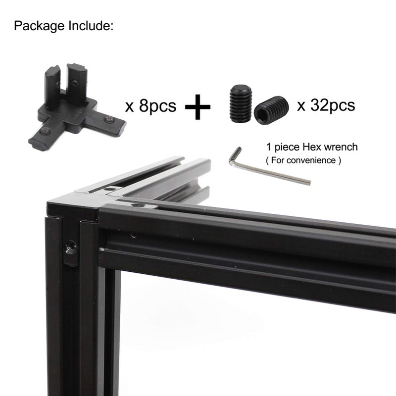 BLCCLOY 8Pcs 2020 Aluminum Extrusion T Slot Corner Bracket 20 Series Extruded Hardware 3 Way Tri Connector with Set Screw for 20/20 2040 T V Slot Black Aluminum Profile Frame Fitting - Image 2